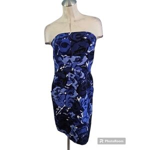 Ann Taylor Blue and Black Strapless Dress